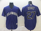 Rockies 27 Trevor Story Purple Cool Base Jerseys,baseball caps,new era cap wholesale,wholesale hats